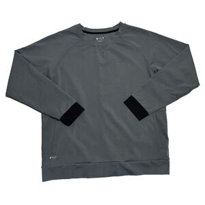 BYLT Premium Crewneck Sweatshirt Mens XL Gray Side Pockets Contrast Cuff Casual